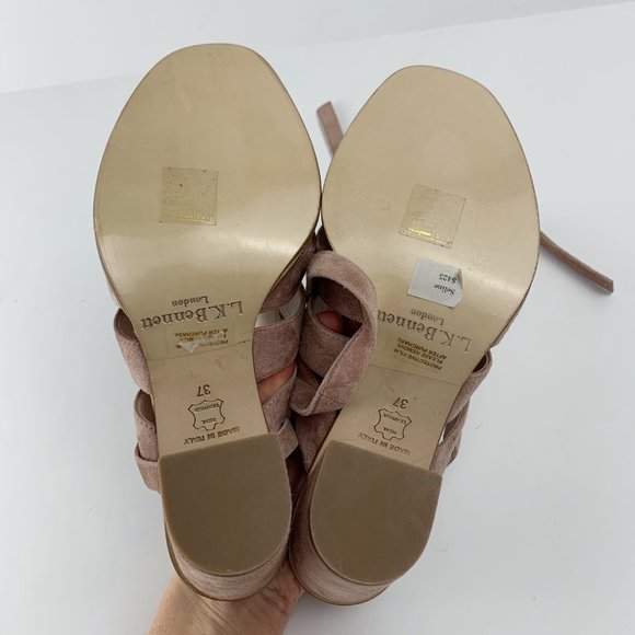 L.K. Bennett Seline Pink Suede Strap Tie Sandals - Picture 13 of 16